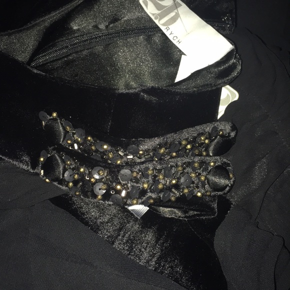 $345 Anthropologie 2brych Sz 0 Velvet party dress gorgeous new nwt pleated lbd - Picture 3 of 16